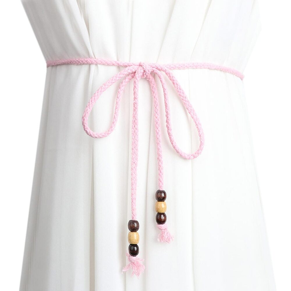 4126 Women Girls Boho Weave Cotton Braided Waist Tie Belt Wrap Cloth Belts